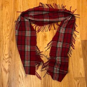 V. Fraas Red Plaid Winter Scarf with Fringe EUC